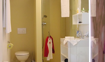 Design bathroom, with shower, WC and wash basin